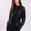 Lee Cooper Leather Jacket With Round Collar - 2 Zipped Side Pockets - - Leren Jas - Black -Lee Cooper 340d7345e1b24b62840917511282b323