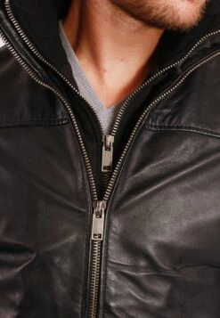 Lee Cooper Long Jacket With Collar Shirt - 2 SplitSide Pockets - Fr - Leren Jas - Black -Lee Cooper 590482f87da348928be118823731492e