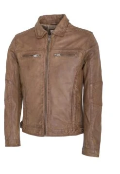 Lee Cooper Leather Jacket With Collar Shirt - 2 Split Side Pockets - - Leren Jas - Vintage Cognac -Lee Cooper df1c6fa24f6d4fd883906b992410d21e